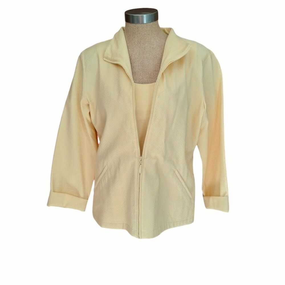 EILEEN FISHER Matching Jacket & Tank Set Women’s Size M Butter Yellow Stretch